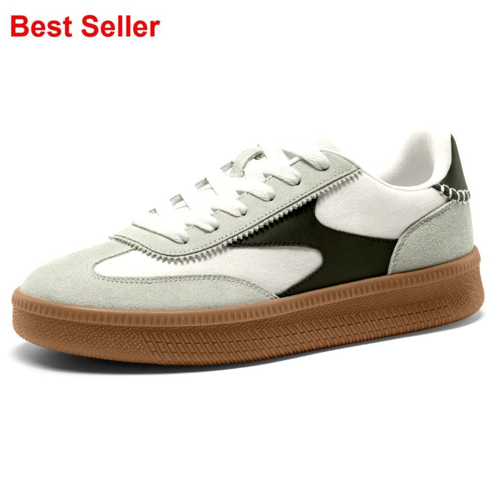Genuine Suede Casual Sneakers with Anti-Slip Gum Sole for Walking